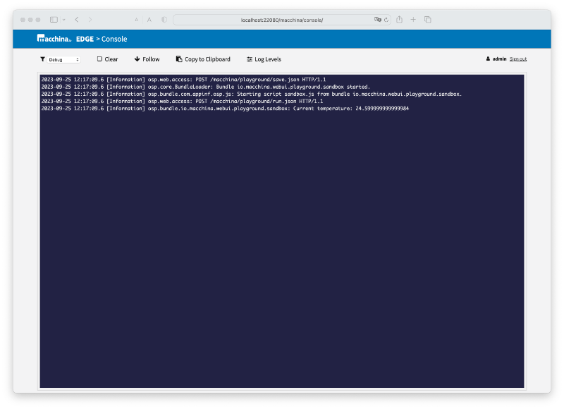 The macchina.io EDGE Web Console